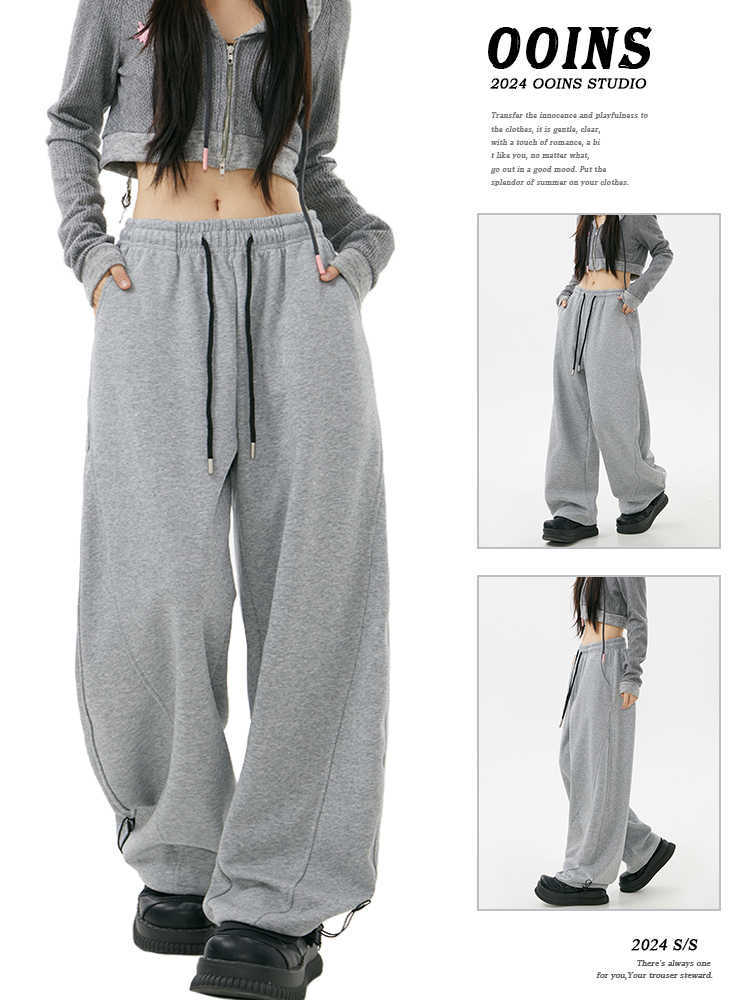 Women’s Gray Draped Sweatpants | Casual Loose Fit Athletic Jogger Pants Ooho