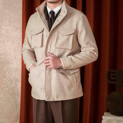 Wool Safari Jacket Jacket Casual Slim Jacket Men Ooho
