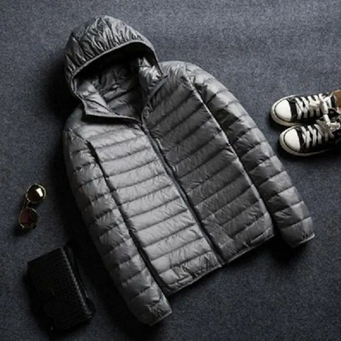 Men's Stand Collar Hooded Short Ultra-thin Down Jacket Ooho
