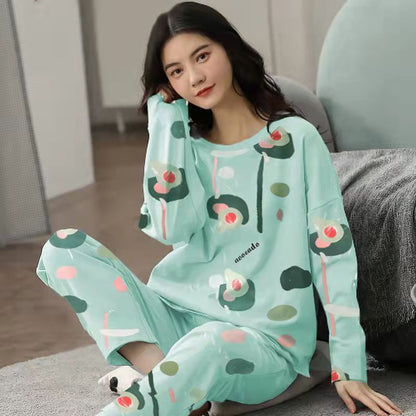 Pajamas Set Women Cute Cartoon Print Sleepwear 2 Piece Lounge Sets Ooho