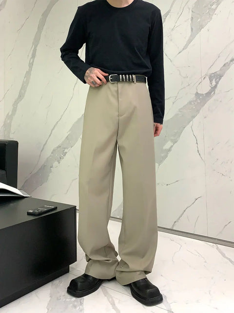 Button Design Feeling Straight Casual Suit Trousers For Men Ooho