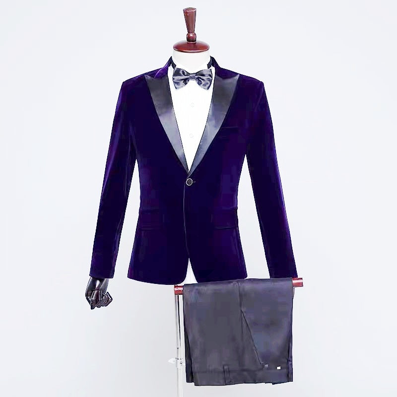 Men's Stage Performance Suit Velvet Jacket Ooho