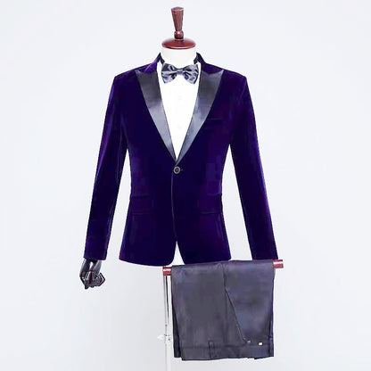 Men's Stage Performance Suit Velvet Jacket Ooho