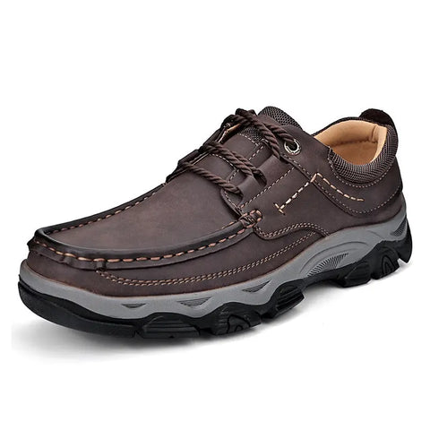 Male PU Plus Size Leather Shoes Outdoor Hiking Shoes Ooho 