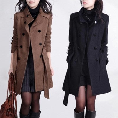Woolen Coat for Women | Mid-Length Korean Style Woolen Outerwear Ooho