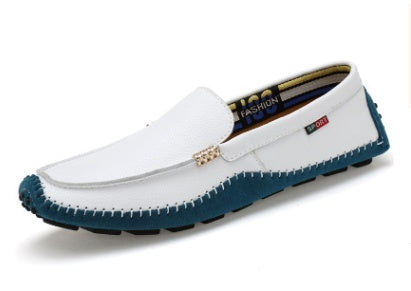 New driving shoes men casual leather peas shoes large size breathable soft head layer a pedal Ooho