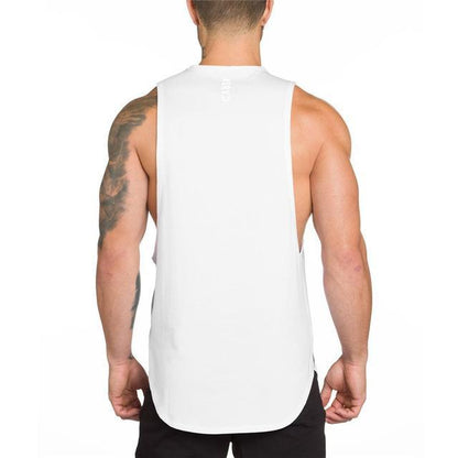 Men Long Tank Muscle Workout T-Shirt  Bodybuilding Gym Athletic Training Sports Tops Ooho