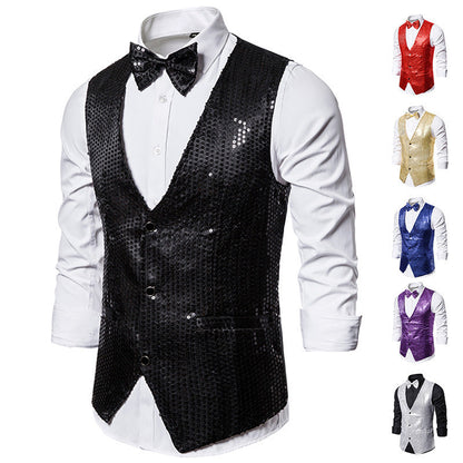 Men's Sequined Vest Performance Dress Jacket Ooho
