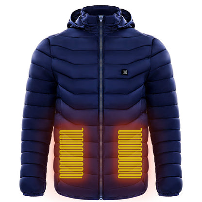 Men Heated Puffer Jacket Electric Heating Coat Insulated Hood Windbreaker Ooho