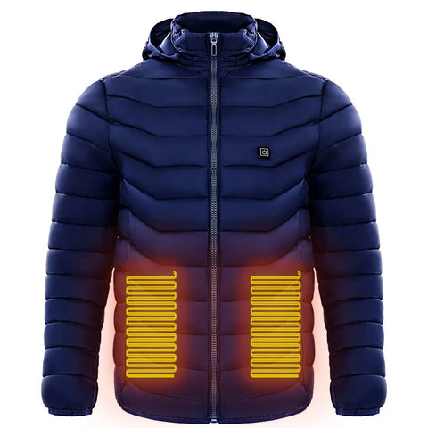 Men Heated Puffer Jacket Electric Heating Coat Insulated Hood Windbreaker Ooho