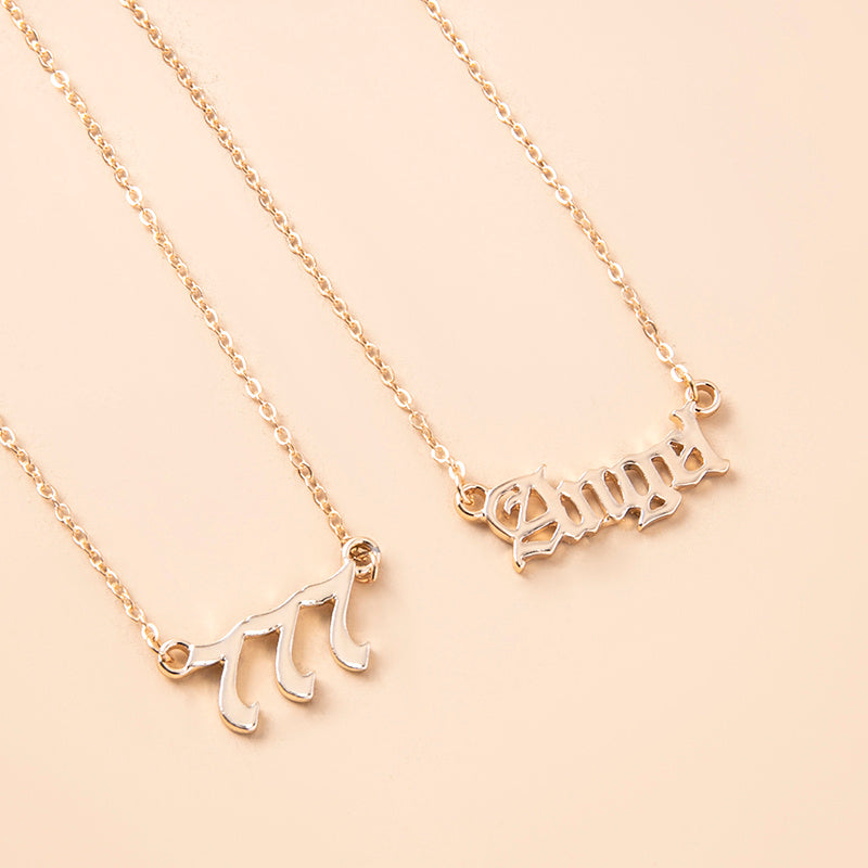 Gold Letter Angel Number 444 777 Multi-layer Chain Necklaces For Women Ooho