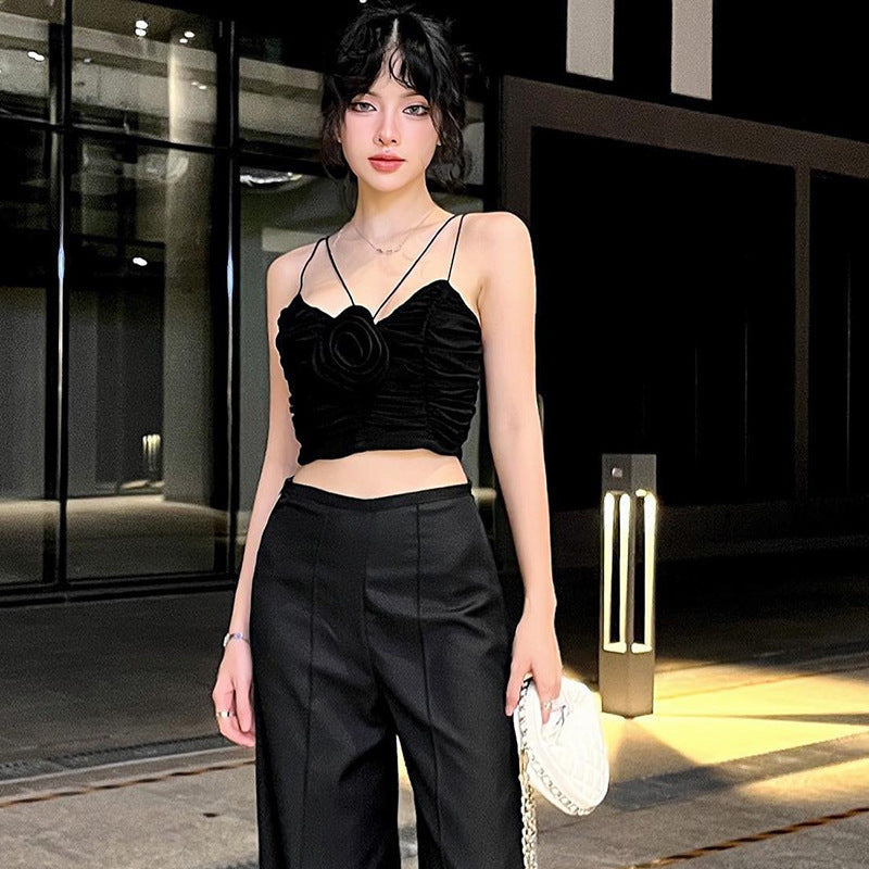 Camisole Pleated Three-dimensional Flower Top For Women Ooho