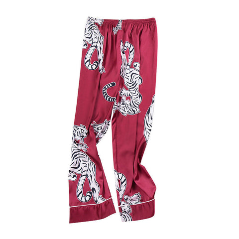 Men sleepwear Bottoms Silk Pajamas Print Long Sleep Pants Ooho