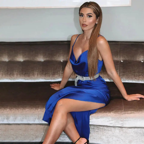 Satin silk ladies midi dress Ooho