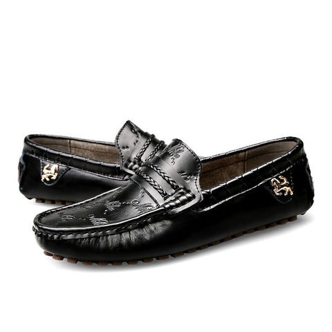 Plus Size Driving Shoes Authentic Leather Loafers Men Ooho