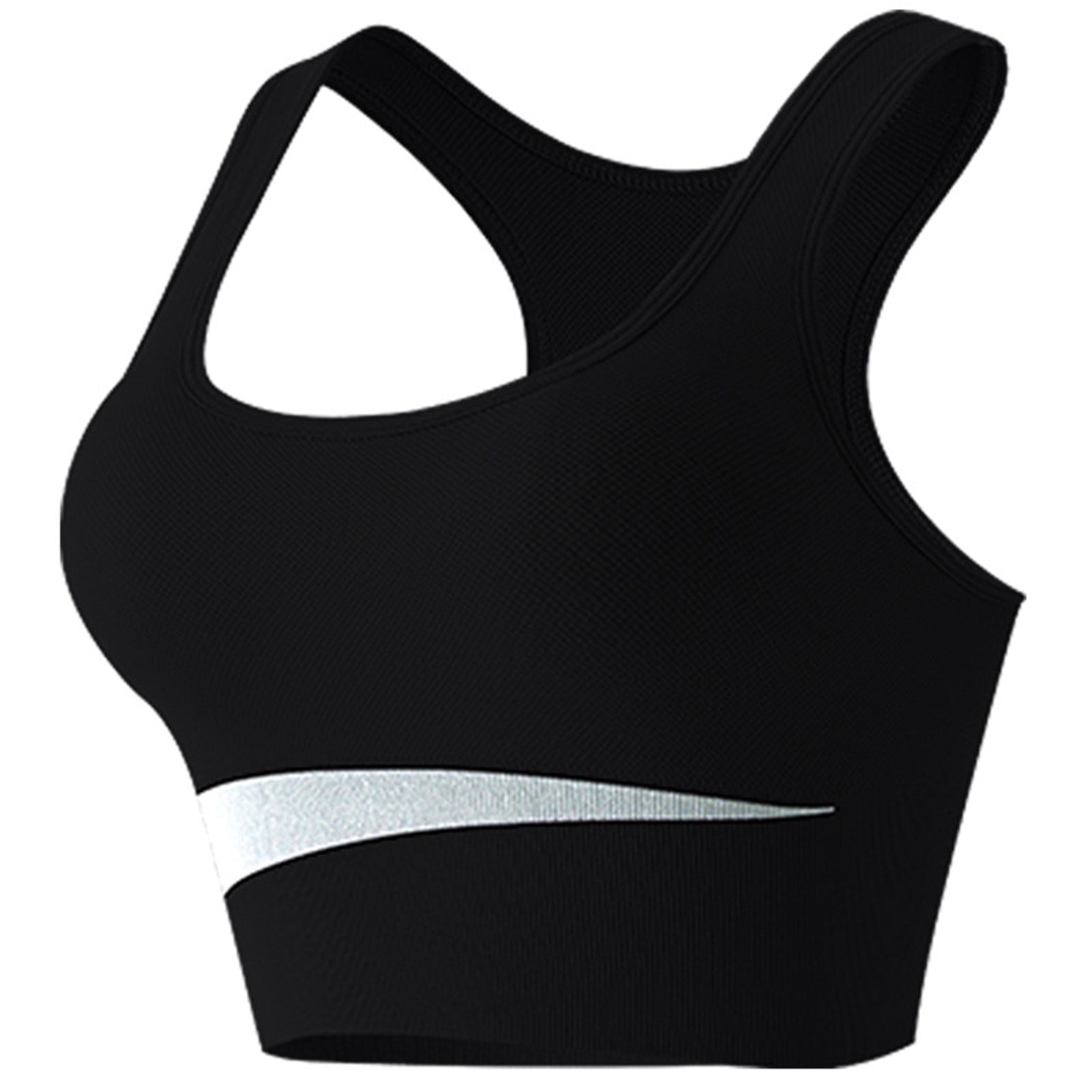 Sports Bra Nylon Breathable Skin Friendly U Shaped Steel Ring Free Running Gym Athletic Bra for Women Black M Ooho