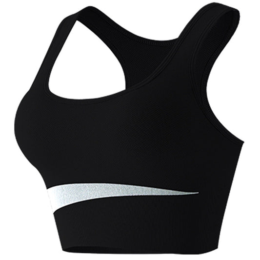 Sports Bra Nylon Breathable Skin Friendly U Shaped Steel Ring Free Running Gym Athletic Bra for Women Black M Ooho