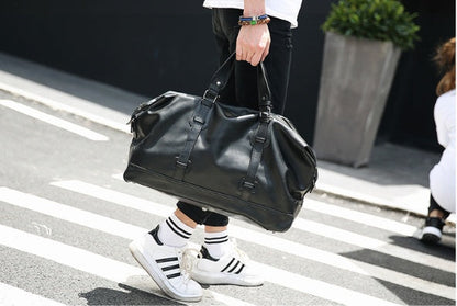 Large-capacity business handbag leather travel bag gym bag fashion men short-distance travel bag men Ooho