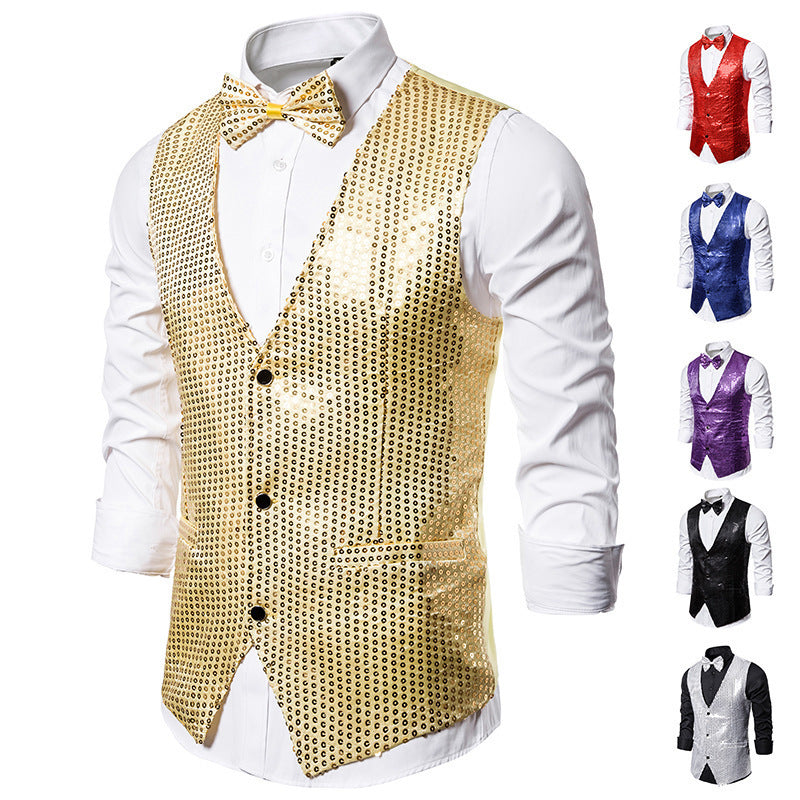 Men's Sequined Vest Performance Dress Jacket Ooho