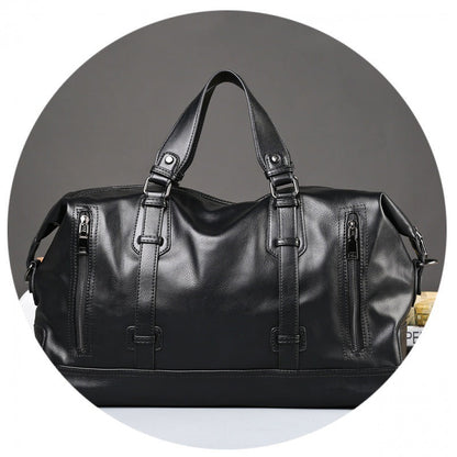 Large-capacity business handbag leather travel bag gym bag fashion men short-distance travel bag men Ooho