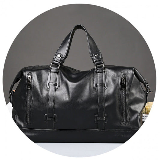 Large-capacity business handbag leather travel bag gym bag fashion men short-distance travel bag men Ooho