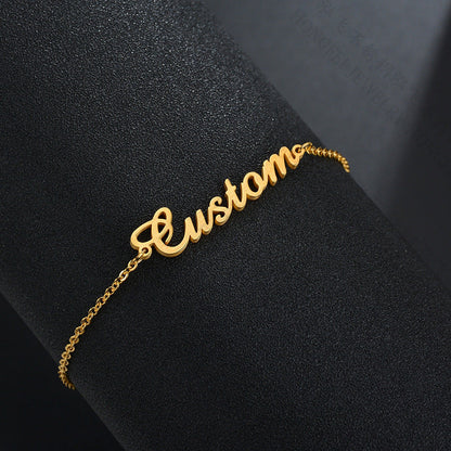 Summer Personalized Custom Name Anklets For Women Stainless Steel Cable Chain Gold Colour Sandy Beach Exquisite Jewelry Present Ooho