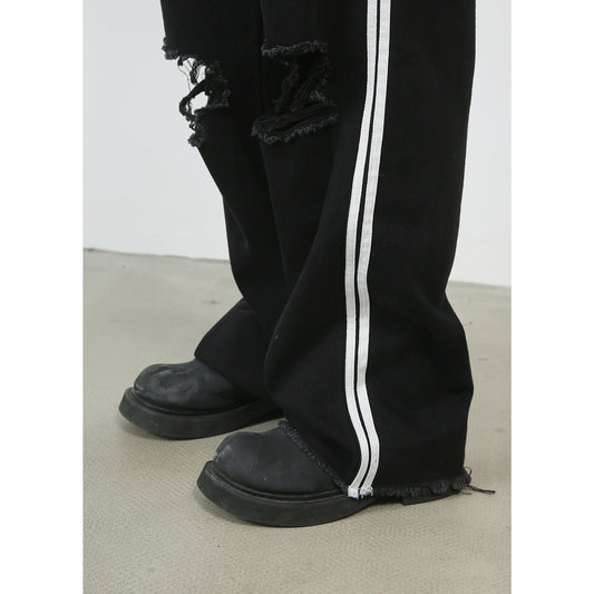 Retro Tattered Jeans Washed Wide-leg Jeans For Men Ooho