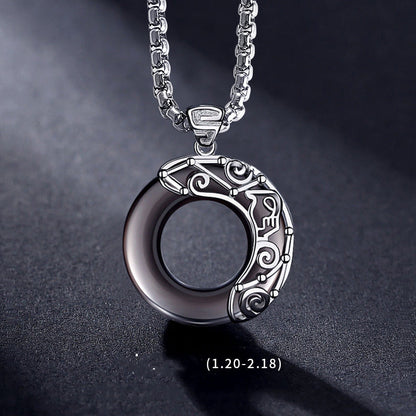 Zodiac Necklace Male Hip Hop Obsidian Ooho