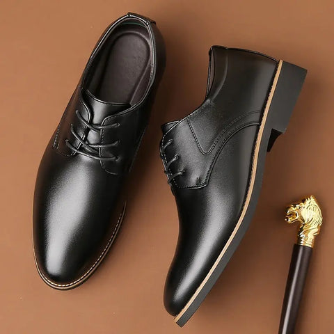 Plus Size Business Formal Wear Black Leather Shoes For Men Ooho 