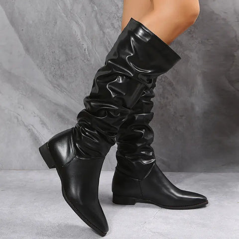 Long Boots White Cowboy Boots Women Pointed Toe Shoes Ooho
