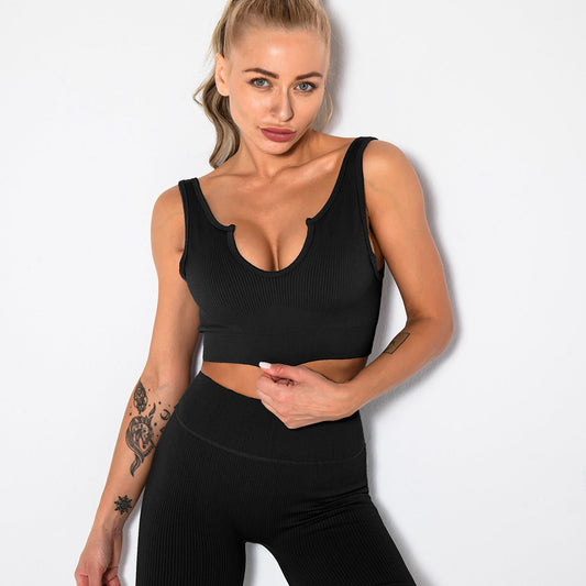 Women's Seamless Sports Bra Workout Crop Top Tank Tops For Women Longline Sports Bra Ribbed Crop Top Fitness Ooho