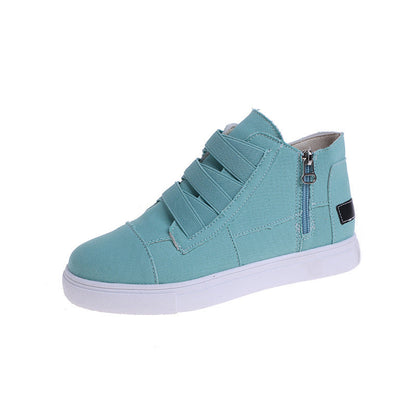 Canvas Flat Shoes Women Side Zipper Walking Sneakers Ooho