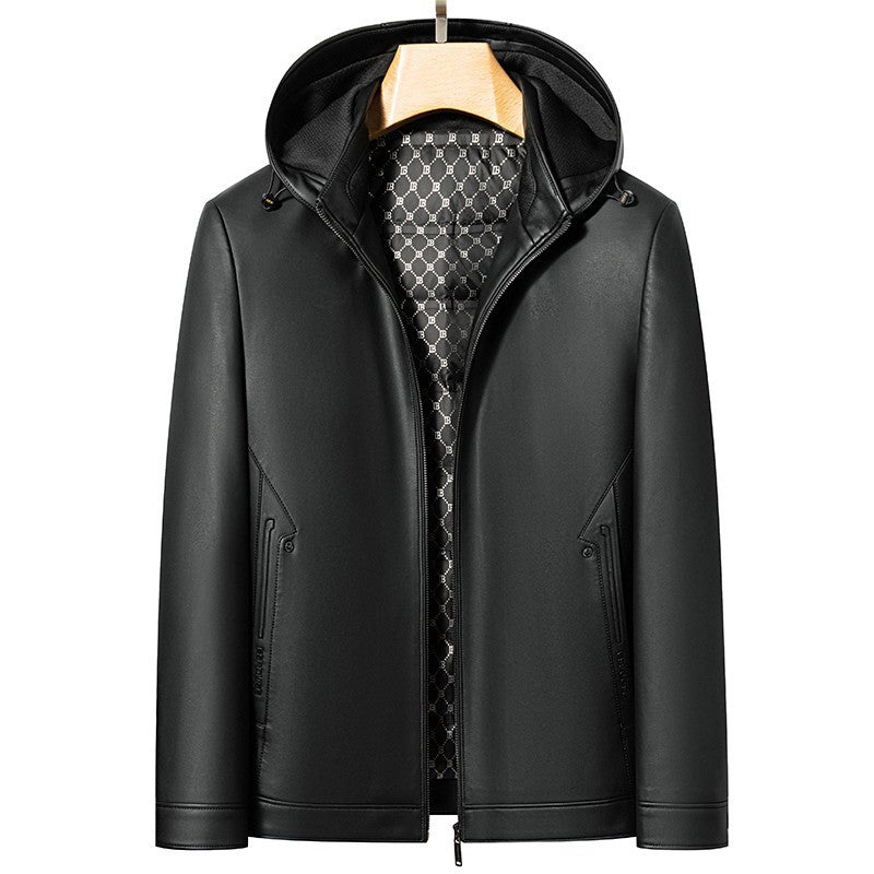 Fashion Personality Leather Down Jacket Men Ooho