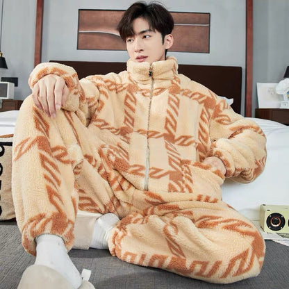 Men's Zipper Pajamas Winter Thickened Ooho