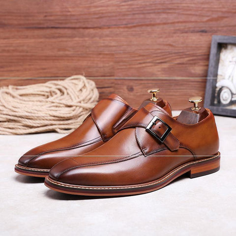 Formal Men's Square Toe Shoes British Monk Shoes Ooho