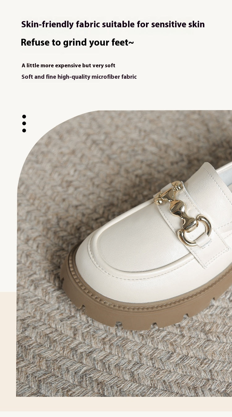 Color Matching Button Female Platform Loafers