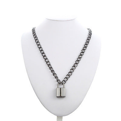 Punk Chain Lock Pendant Necklace Women Men Hip Hop Jewelry Ooho