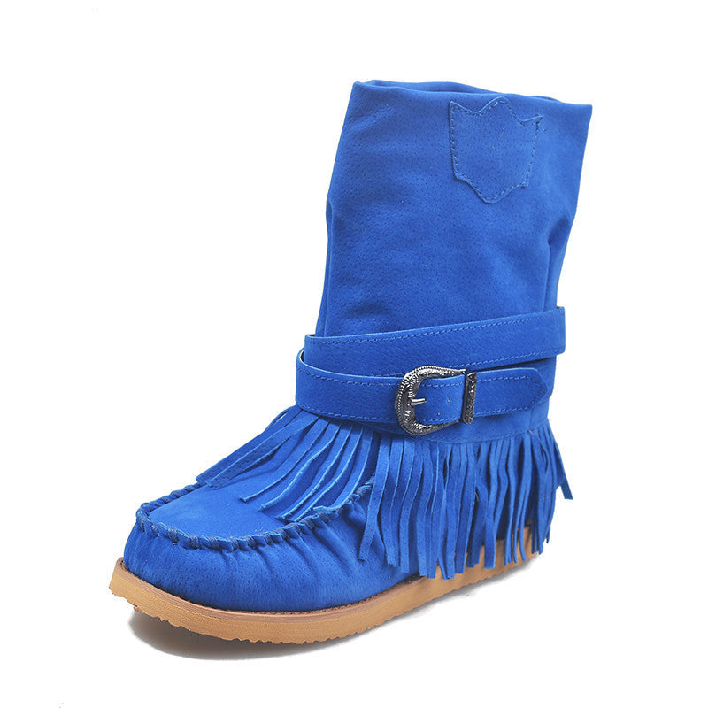 Fringe Middle Boots Women Sexy Tassel Boots Fashion Buckle Ooho
