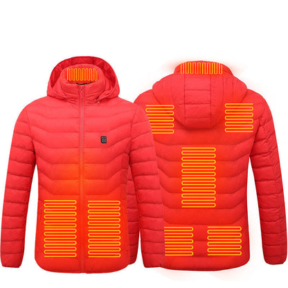 Men Heated Puffer Jacket Electric Heating Coat Insulated Hood Windbreaker Ooho