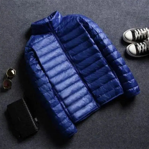 Men's Stand Collar Hooded Short Ultra-thin Down Jacket Ooho
