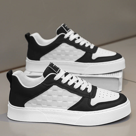 Casual Lace-up Sneakers Men Fashion Breathable Plaid Flats Shoes Ooho