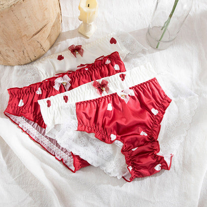 Panties For Women Lace Kawaii Sexy Lingerie Underwear Heart Print Gril Briefs Female Casual Ooho