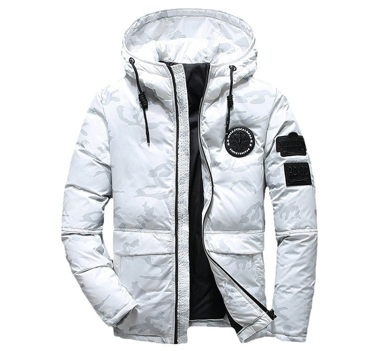 Camouflage Men's Winter Jacket Coat Hooded Casual Slim Down Parka Autumn Camo Windproof Warm Mens Overcoat Ooho