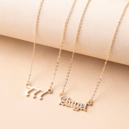 Gold Letter Angel Number 444 777 Multi-layer Chain Necklaces For Women Ooho