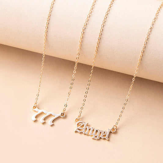 Gold Letter Angel Number 444 777 Multi-layer Chain Necklaces For Women Ooho