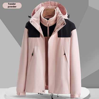 Hooded Windbreaker Unisex Fashion Colorblock Zip-up Jacket With Pockets Waterproof Outwear For Women Men Clothing Ooho