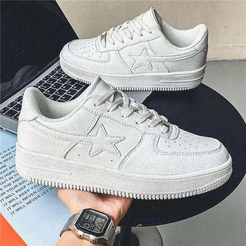 Thick Soled White Casual Sneakers For Men Ooho 