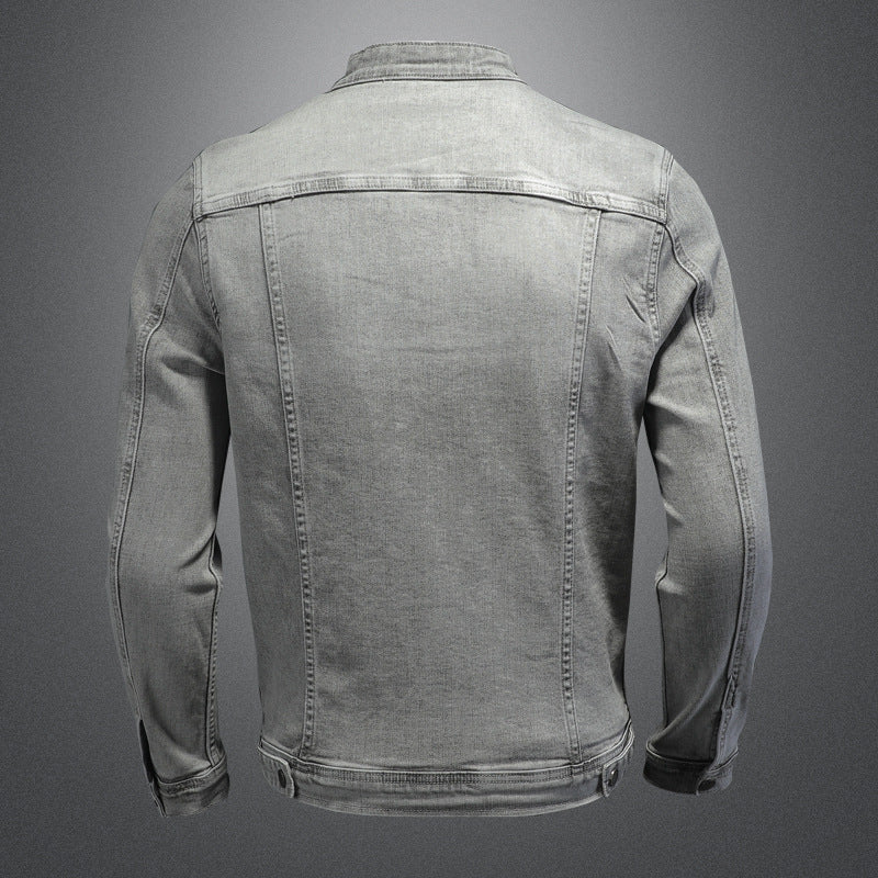 High Quality Stretch Zipper Denim Jacket Men Ooho
