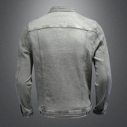 High Quality Stretch Zipper Denim Jacket Men Ooho