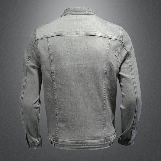 High Quality Stretch Zipper Denim Jacket Men Ooho
